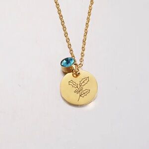 December Antique Gold Tone Birth Flower Charm Necklace NWT